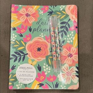 Steel Mill and Co. Floral To Do Planner with Highlighters and Sticker Pack